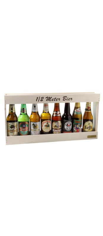 Holzgestell 1/2 Meter Bier mit 8 Flaschen zu 33cl